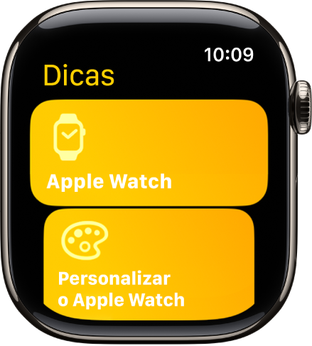 A aplicação Dicas a mostrar coleções de Dicas, como O Apple Watch dá‑lhe as boas‑vindas.
