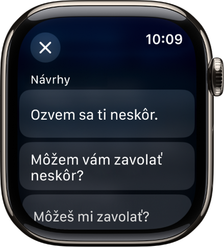 Apka Mail zobrazujúca tri dynamické odpovede.