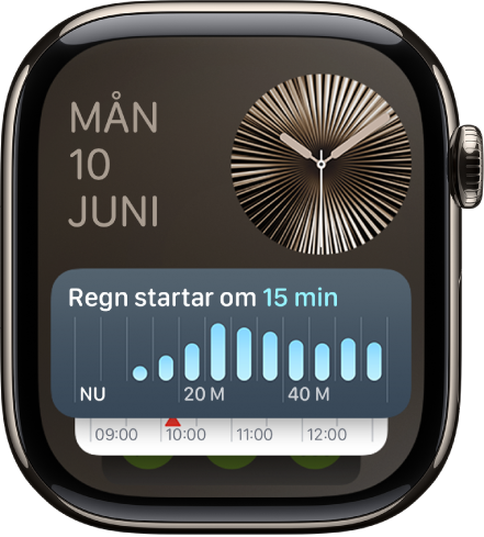 Den smarta traven på Apple Watch visar liveaktiviteter och widgetar.