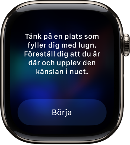 Appen Mindfulness visar en tanke du kan reflektera över. Knappen Börja finns nedanför.