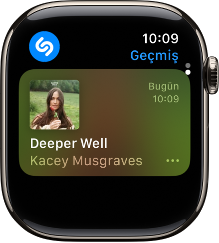 Müzik Tanıma tarafından daha önce belirlenmiş parçaları gösteren bir ekran.