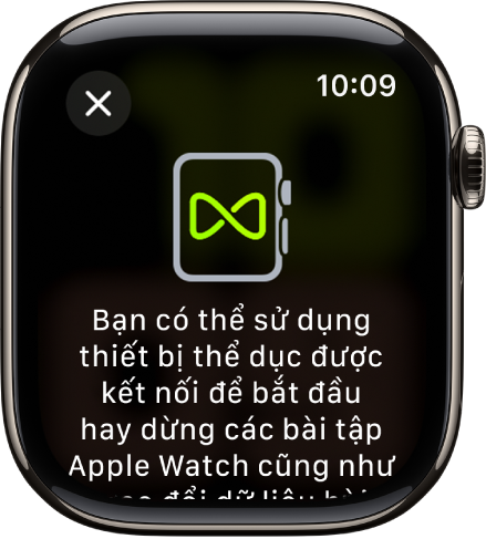 Một màn hình ghép đôi xuất hiện khi bạn ghép đôi Apple Watch của mình với thiết bị phòng tập.