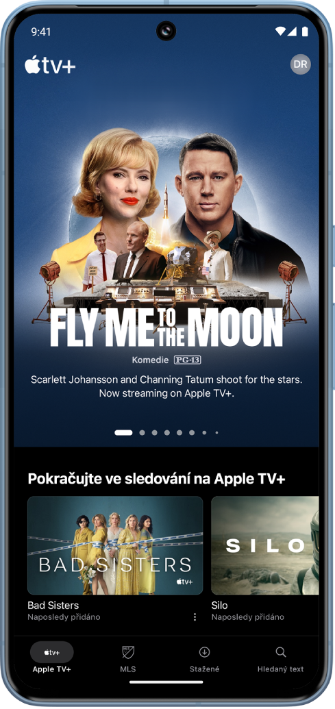 Zařízení s Androidem se zobrazenou aplikací Apple TV