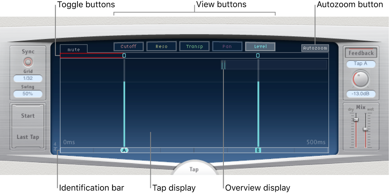 Pantalla principal de Delay Designer.