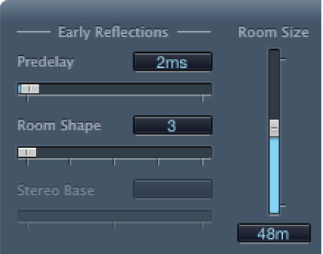 I controlli di “Riflessioni iniziali” di PlatinumVerb.