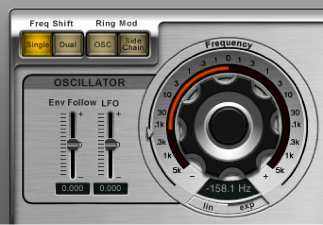 Controles do Oscilador do Ringshifter.