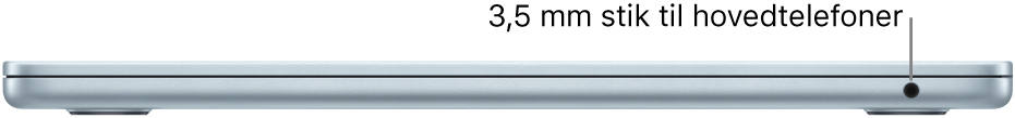 Højre side af MacBook Air med en billedforklaring til 3,5 mm stikket til hovedtelefoner.