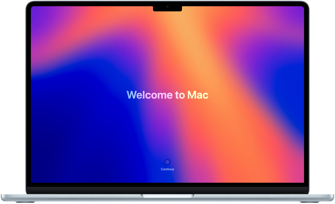 Una MacBook Air abierta con el mensaje “Welcome to Mac” en la pantalla.