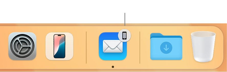 The Handoff icon visible in the Dock.