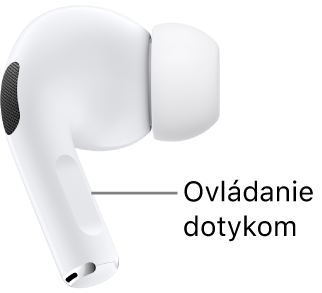 Umiestnenie dotykového ovládania na AirPodoch Pro 2 pozdĺž stopky oboch AirPodov.