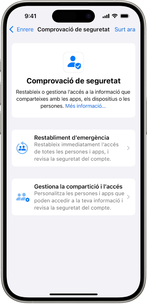 iPhone en què es mostra la pantalla de la comprovació de seguretat.