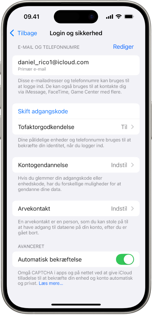 En iPhone-skærm, der viser, at tofaktorgodkendelse er slået fra.