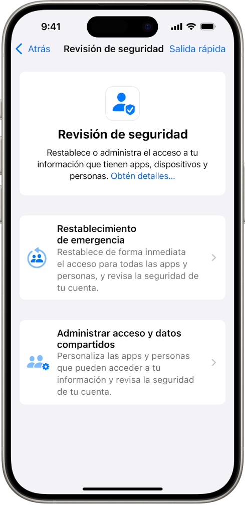 Un iPhone mostrando la pantalla de la revisión de seguridad.