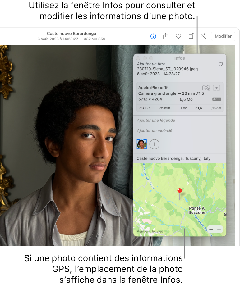 Une photo présentant les données de localisation.