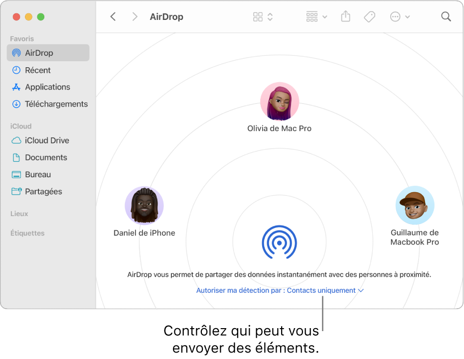 La fenêtre AirDrop du Finder.