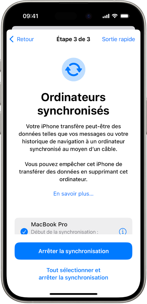 Un iPhone qui affiche l’écran Contrôle de sécurité.