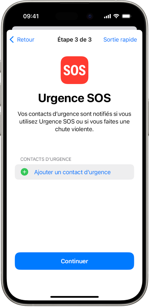 Un iPhone qui affiche l’écran Urgence SOS.