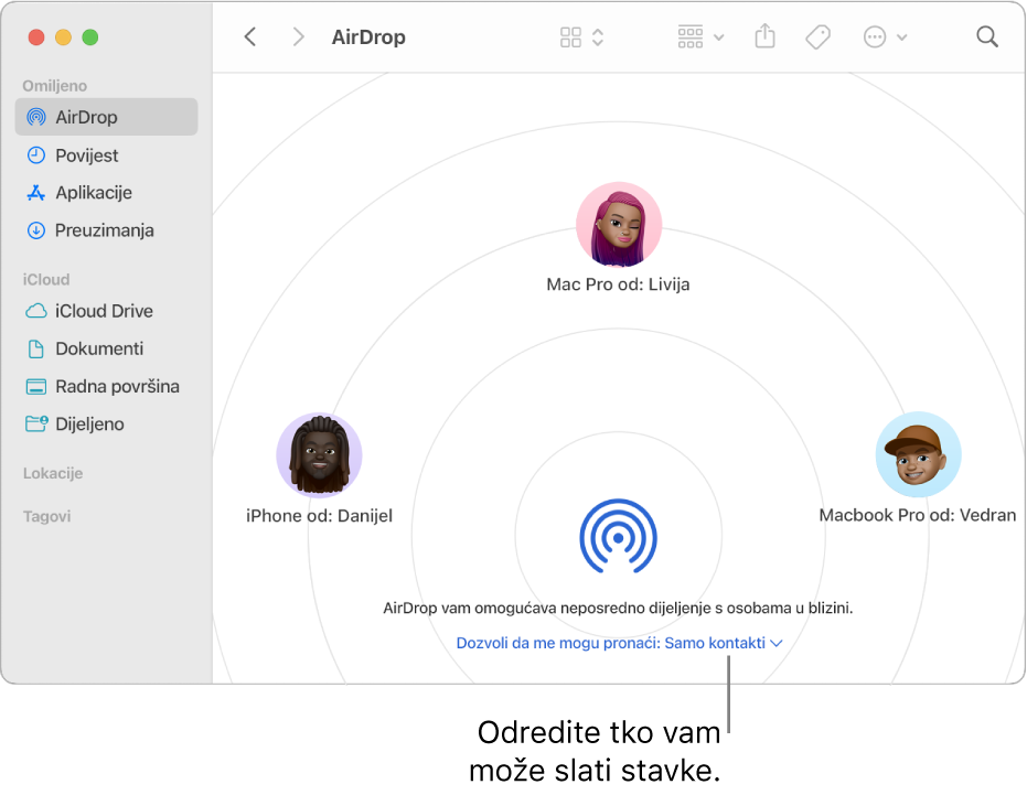 Prozor Finder AirDropa.
