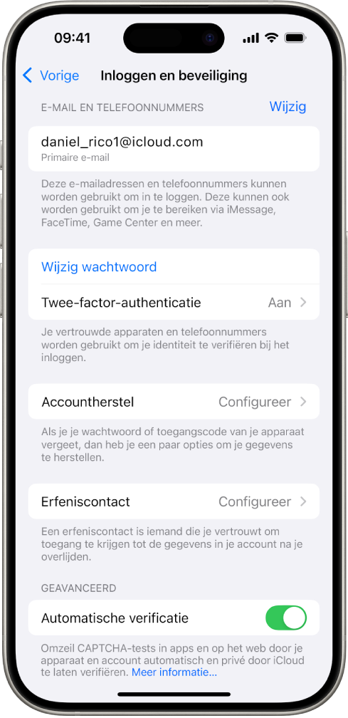 Een iPhone-scherm waarop twee-factor-authenticatie is uitgeschakeld.