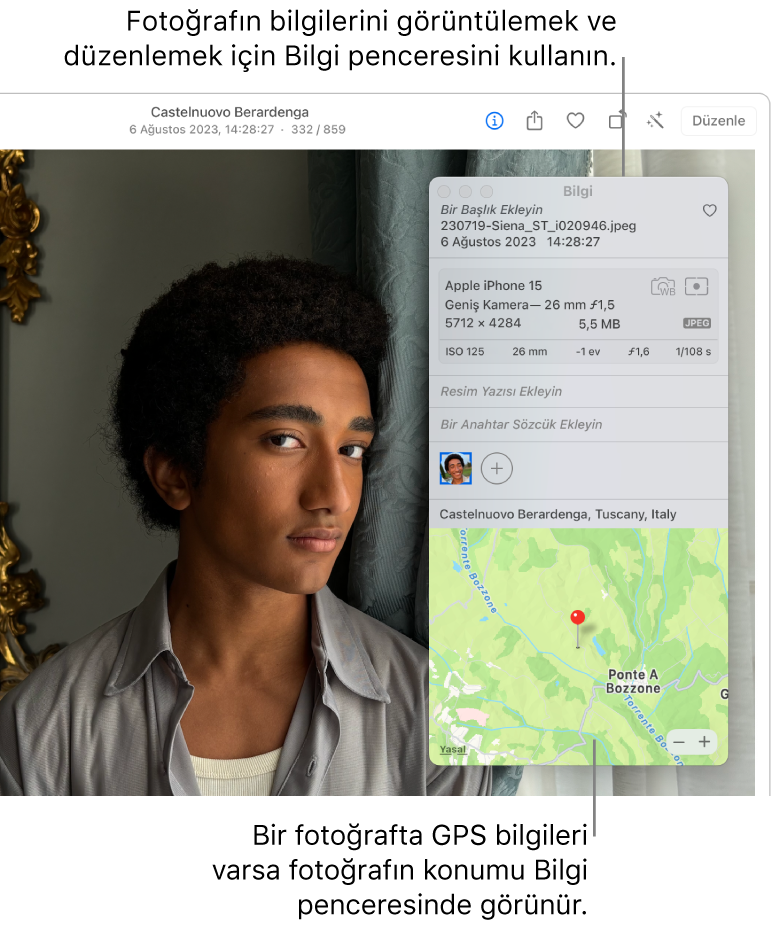 Konum bilgileri gösterilen bir fotoğraf.