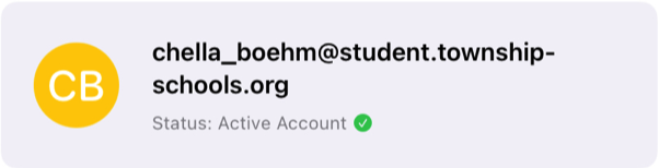 Un’immagine che mostra le informazioni e lo stato dell’account di uno studente o di una studentessa (Account attivo).