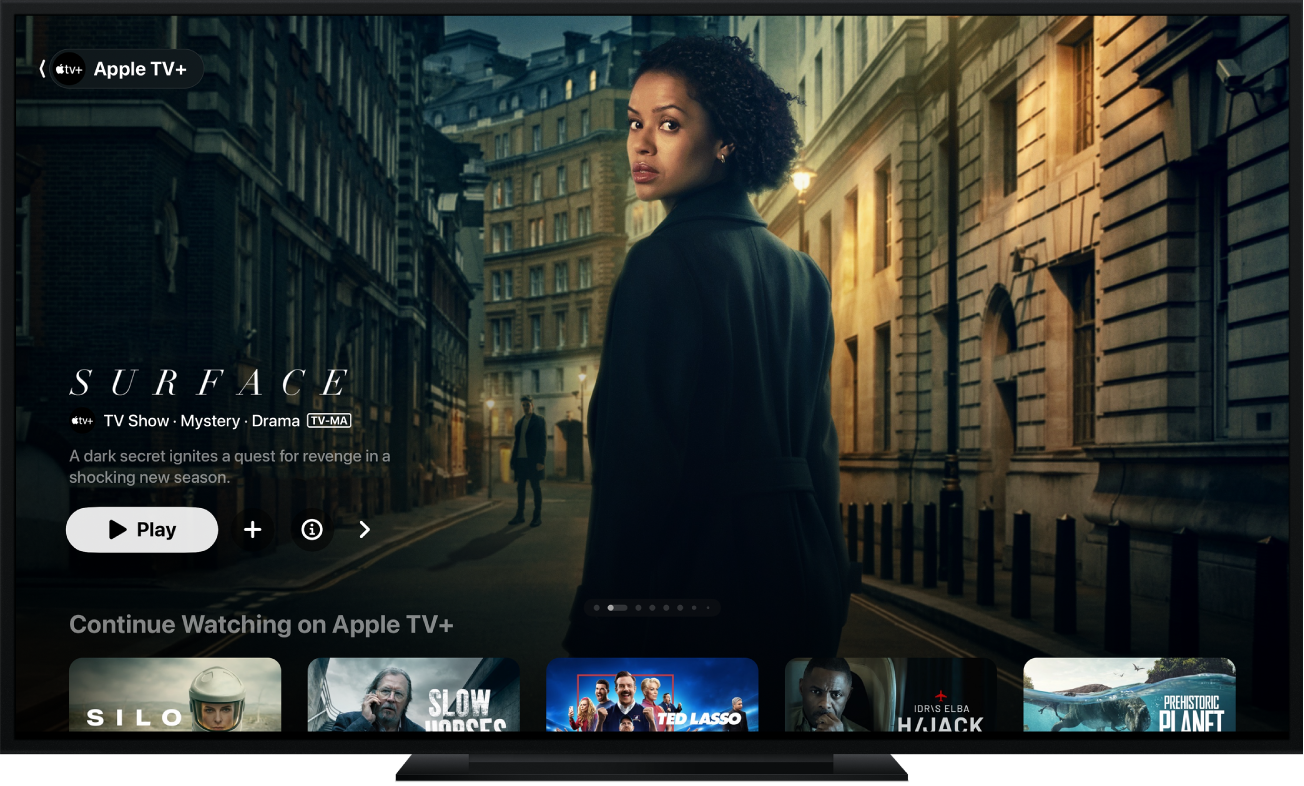 Apple TV показва приложението Apple TV