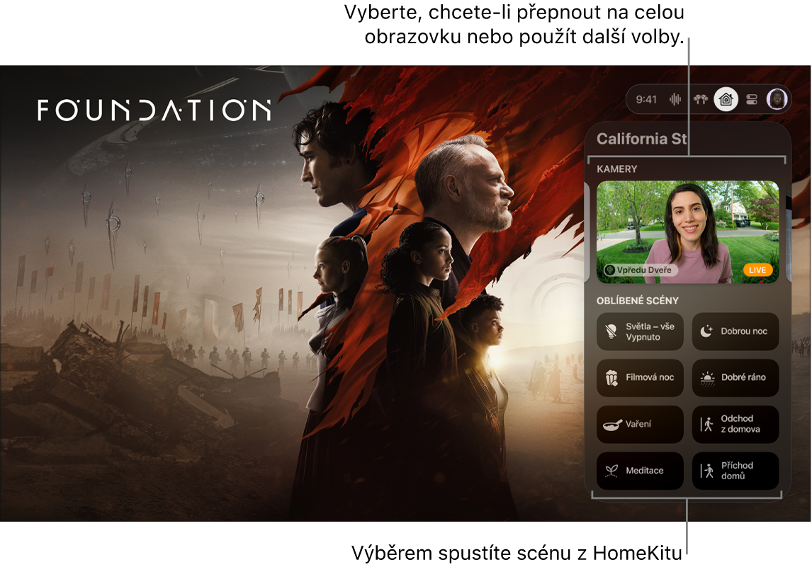 Oddíl HomeKit na obrazovce Apple TV