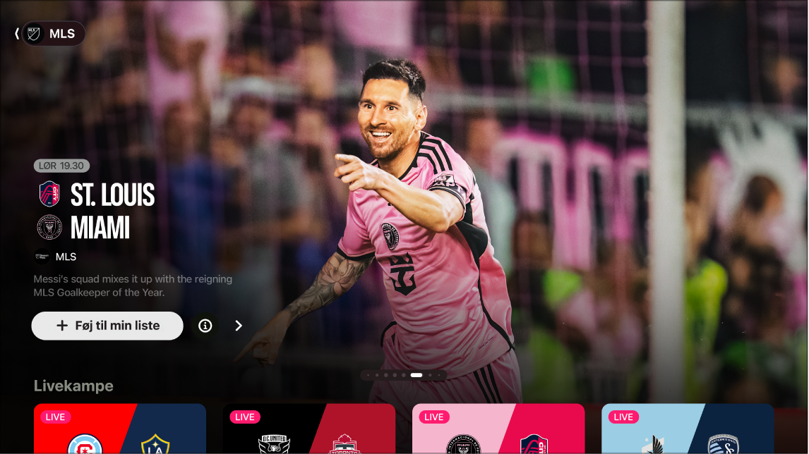 Skærm, der viser MLS Season Pass