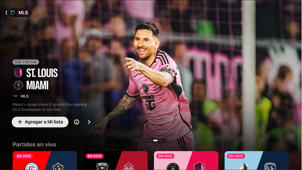 Pantalla mostrando el MLS Season Pass