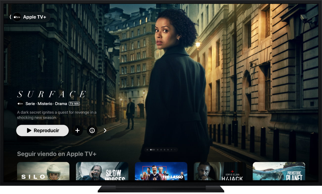 Un Apple TV en el que se ve la app TV