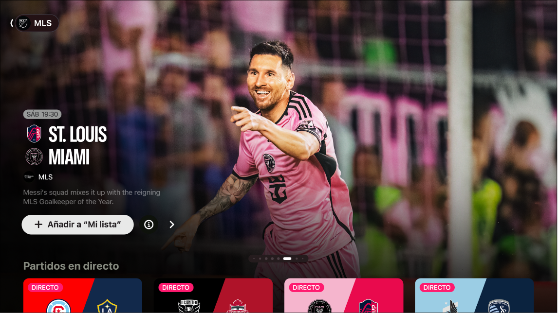Pantalla que muestra MLS Season Pass