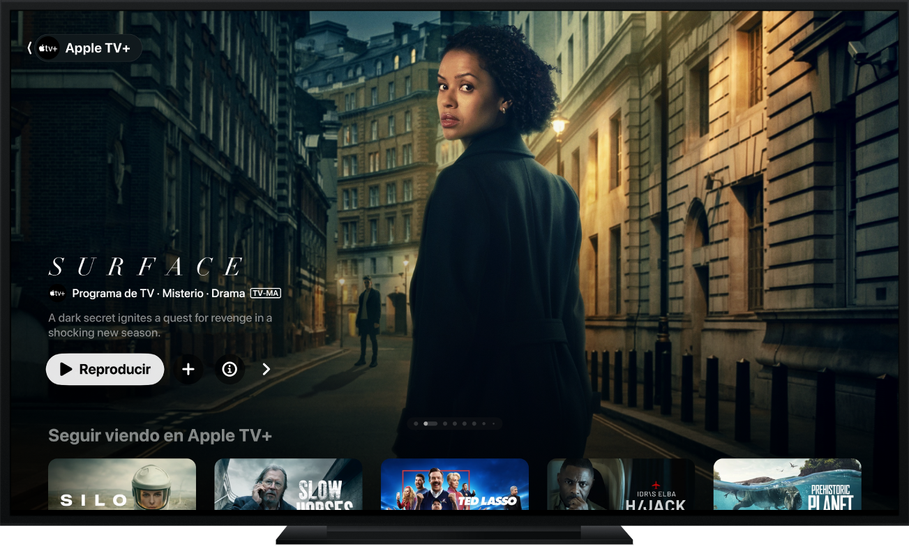 Un Apple TV mostrando la app Apple TV