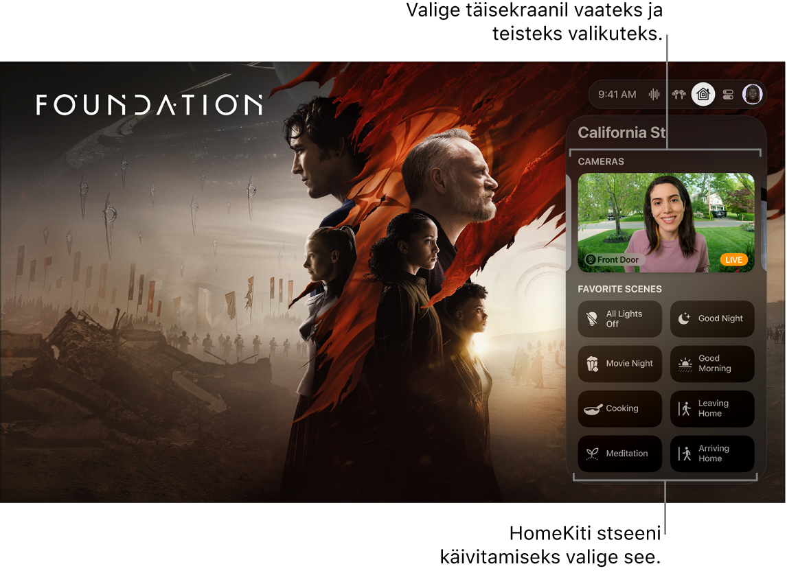 Apple TV ekraanil kuvatakse vahekaarti HomeKit.