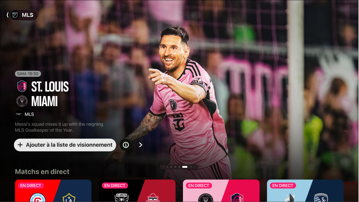 Écran qui affiche MLS Season Pass