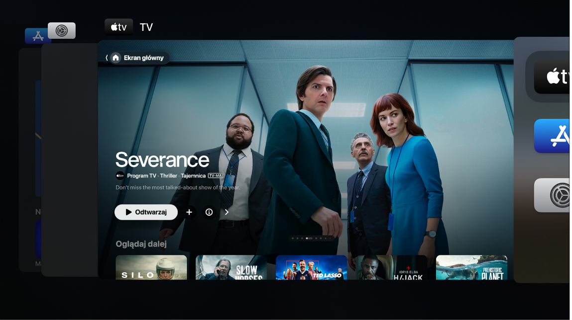 Ekran Apple TV z przełączaniem aplikacji