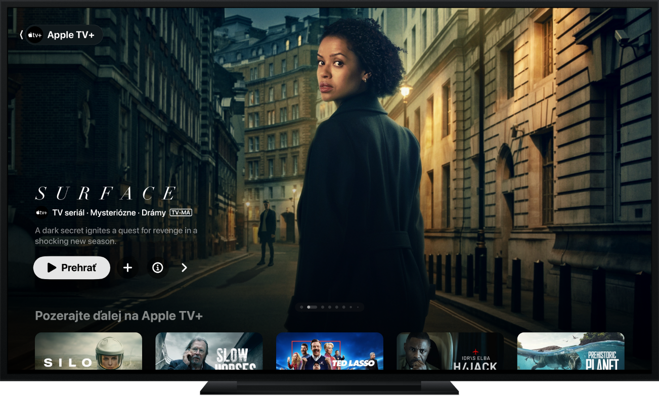 Apple TV zobrazujúce apku Apple TV
