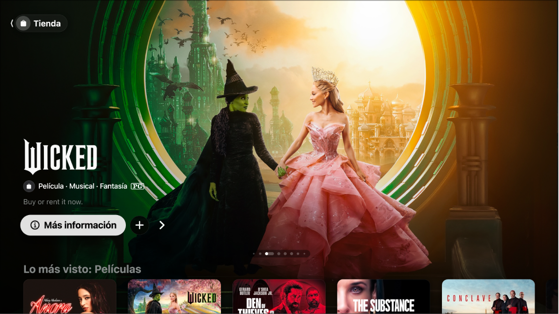Pantalla que muestra la sección Tienda