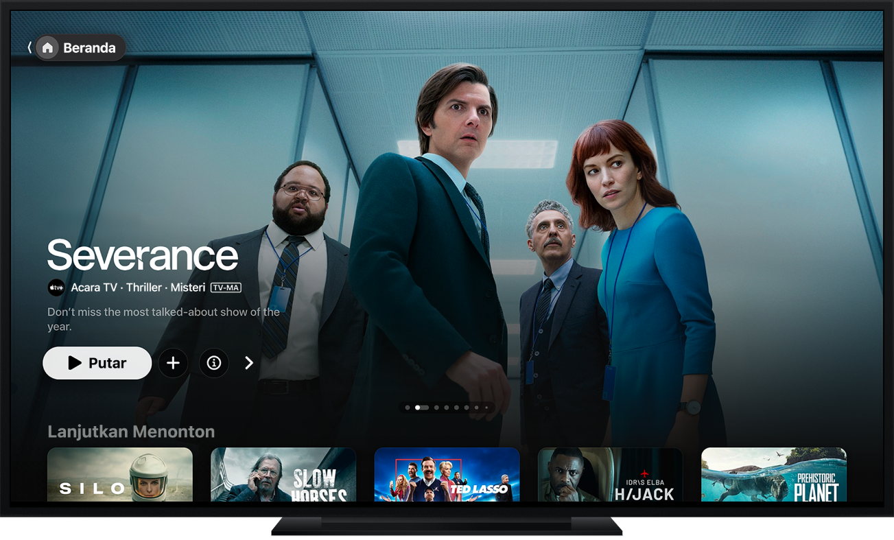 Layar utama app Apple TV
