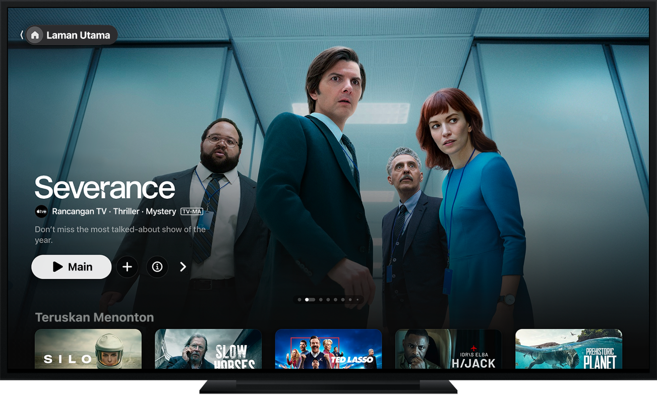 Skrin utama app Apple TV