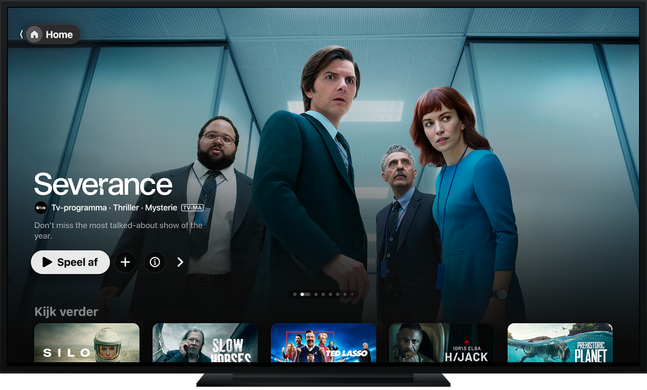 De Apple TV-app op een tv-scherm