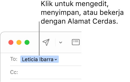 Alamat Cerdas dengan tanda panah, Anda dapat mengekliknya untuk mengedit, menyimpan, atau bekerja dengan Alamat Cerdas.