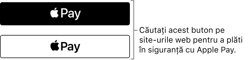 Butonul care apare pe site‑urile web care acceptă Apple Pay pentru achiziții.