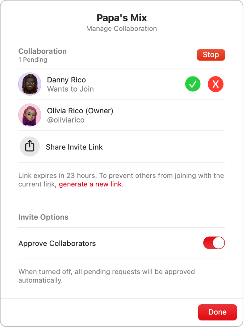 Le dialogue Gérer la collaboration.