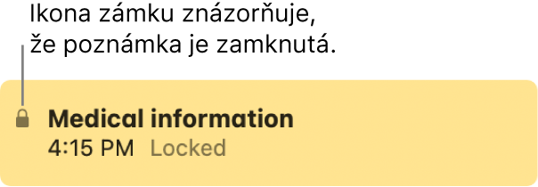Zamknutá poznámka s ikonou zámku na ľavej strane.