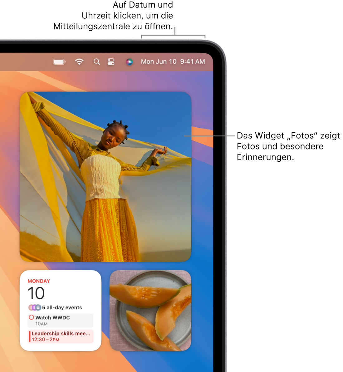 Das „Fotos“-Widget in der Mitteilungszentrale