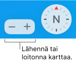 Zoomauspainikkeet kartalla.