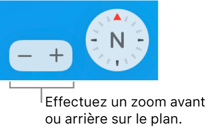 Boutons de zoom sur le plan.