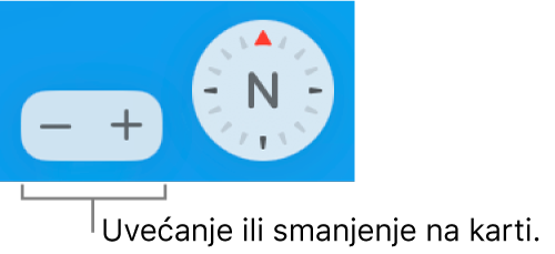 Tipke za zumiranje na karti.