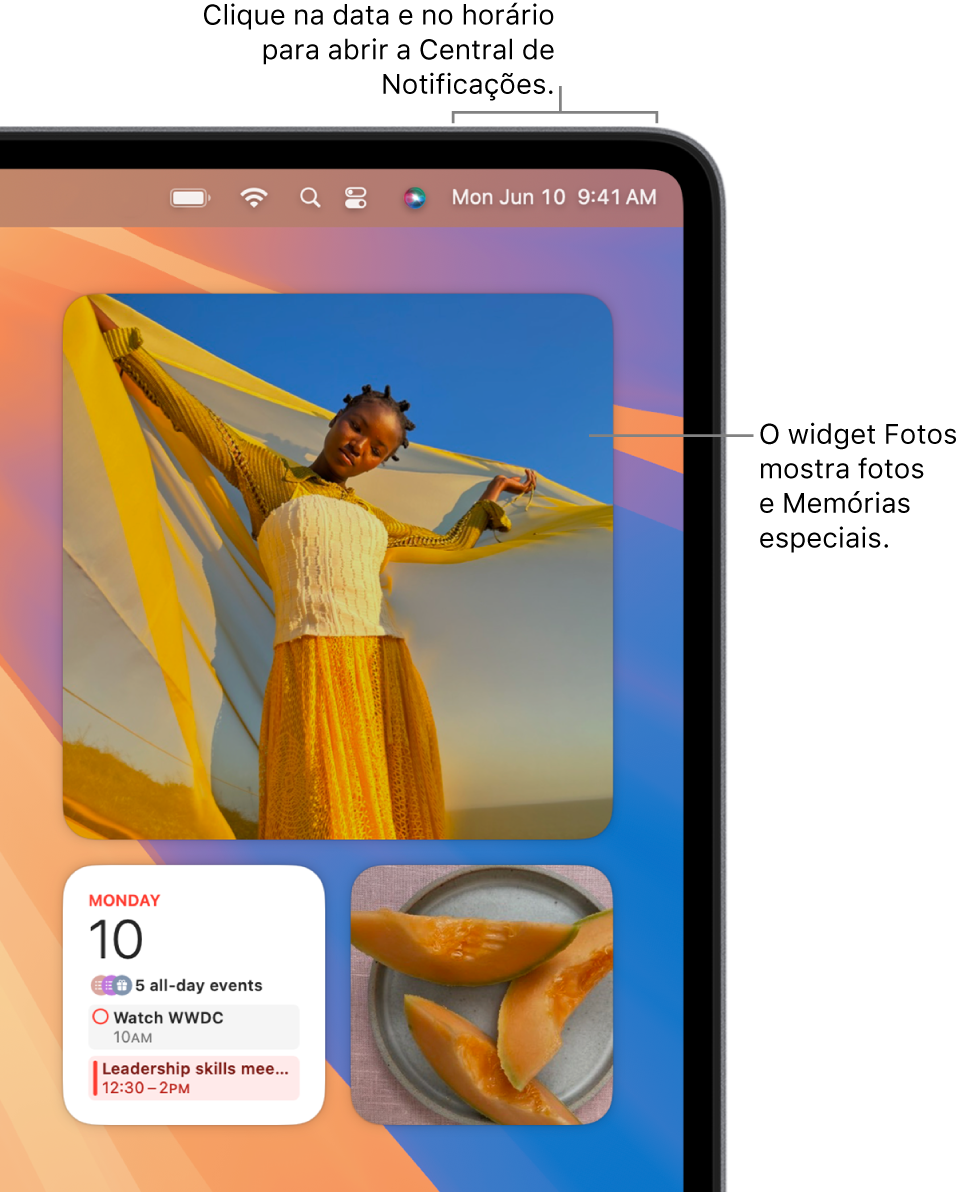 O widget do app Fotos na Central de Notificações.