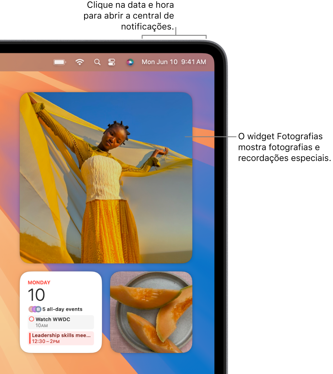 O widget da aplicação Fotografias na central de notificações.